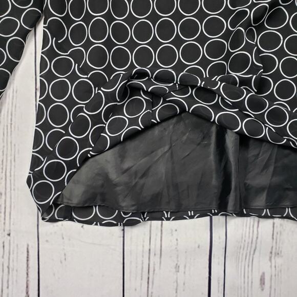 Russell Kemp Woman Black White Circle Print Sheer Drapey Neck Blouse Size 4X - Picture 2 of 7